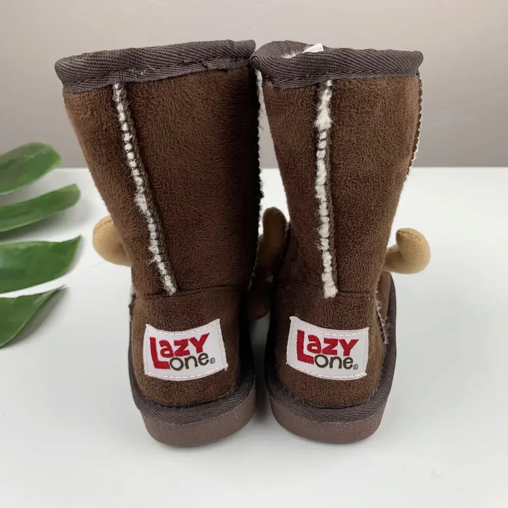 Lazy One Moose Boots Brown Pull On Lined Kids Boys Girls Size S 8 9